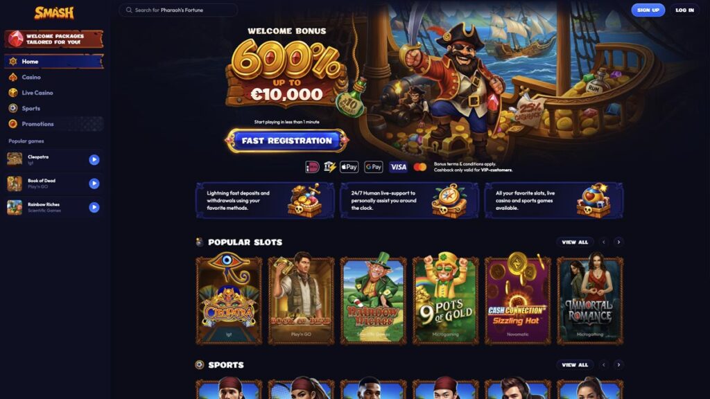 homepage van belgische casino site Smash